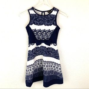 Blue and White Girls Fancy Dress with Bow